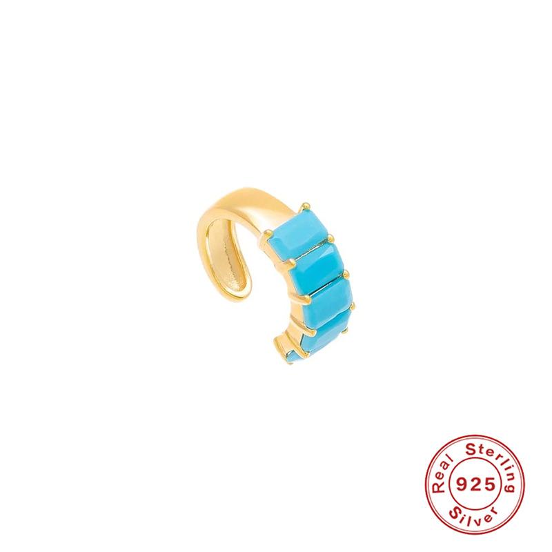 

S925 Sterling Silver Rectangular Diamond-Set Fresh And Eye-Catching Ear Clips Single Without Ear Piercings, Earrings, Earbone Clips 925 Silver