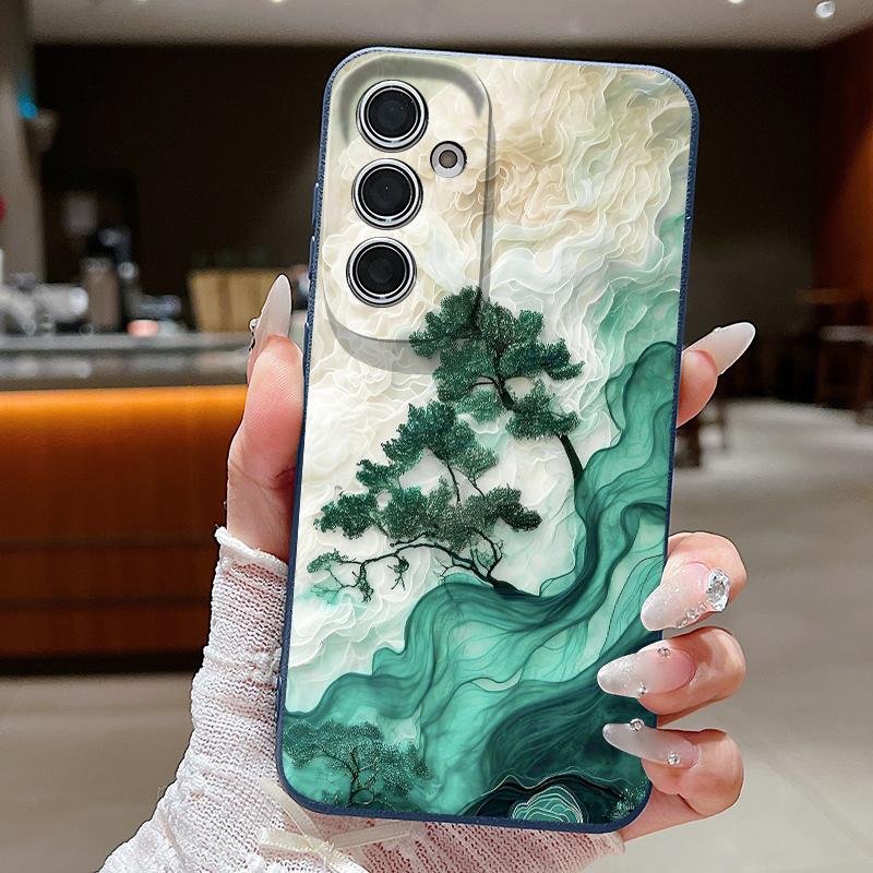 

Flower Tree Pattern Phone Case For Samsung Galaxy S26 S25 S24 S23 Ultra S22 Plus S25 FE Edge Soft Silicone Leather Texture Cover Galaxy S26 Ultra