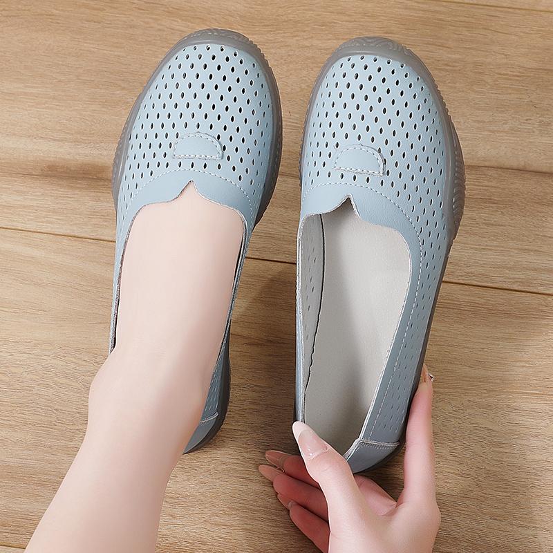 Fashion Women'S Summer New Mesh Sole Soft Mouth Lazy Casual Shoes Breathable Mesh Fabric Mom Soft Sole Shoes Flat Bottom