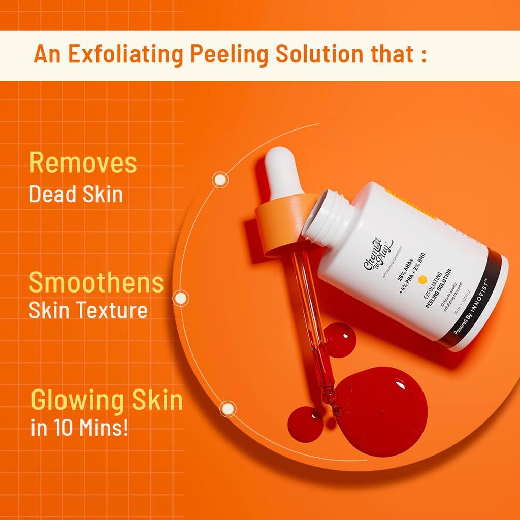 Chemist At Play 26% AHA 2% BHA 4% PHA Peeling Solution For Face Tan Removal 10 Minute Exfoliating Peel 30 Ml