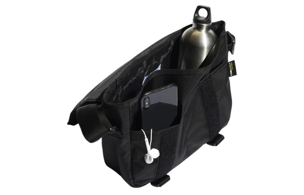 Adidas Originals Trefoil Textile, Nylon Messenger Bag, Shoulder Bag, Crossbody Bag Small Unisex Pure Black HL6697
