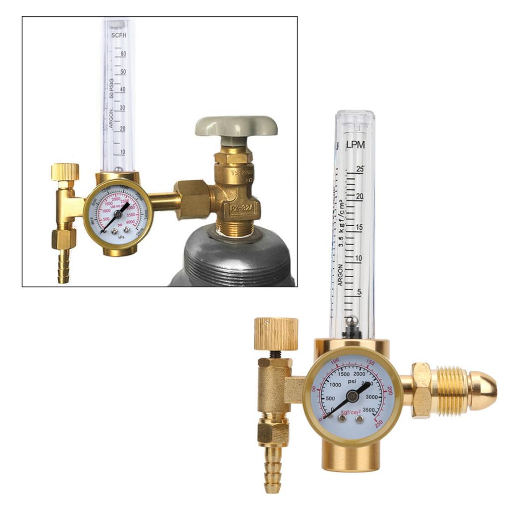 All Brass Argon Pressure Reducer Gas Flowmeter G5 8 Male Thread CGA580 Connector