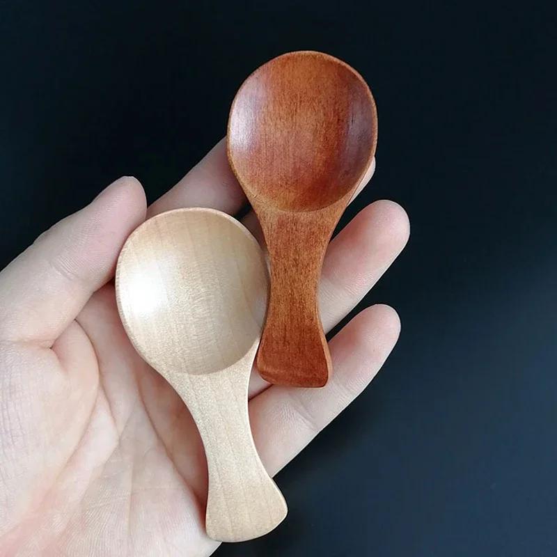 Mini linguri din lemn 4 buc. Mici de bucătărie condimente lingură zahăr, ceai, cafea, mâner scurt, lemn, lingură pentru copii, gadgeturi de bucătărie