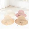 Spring and Summer Ladies Sunscreen Sunshade Straw Hat Big Eaves Bucket Hat Hollow Breathable Beach Vacation Leisure Straw Hat