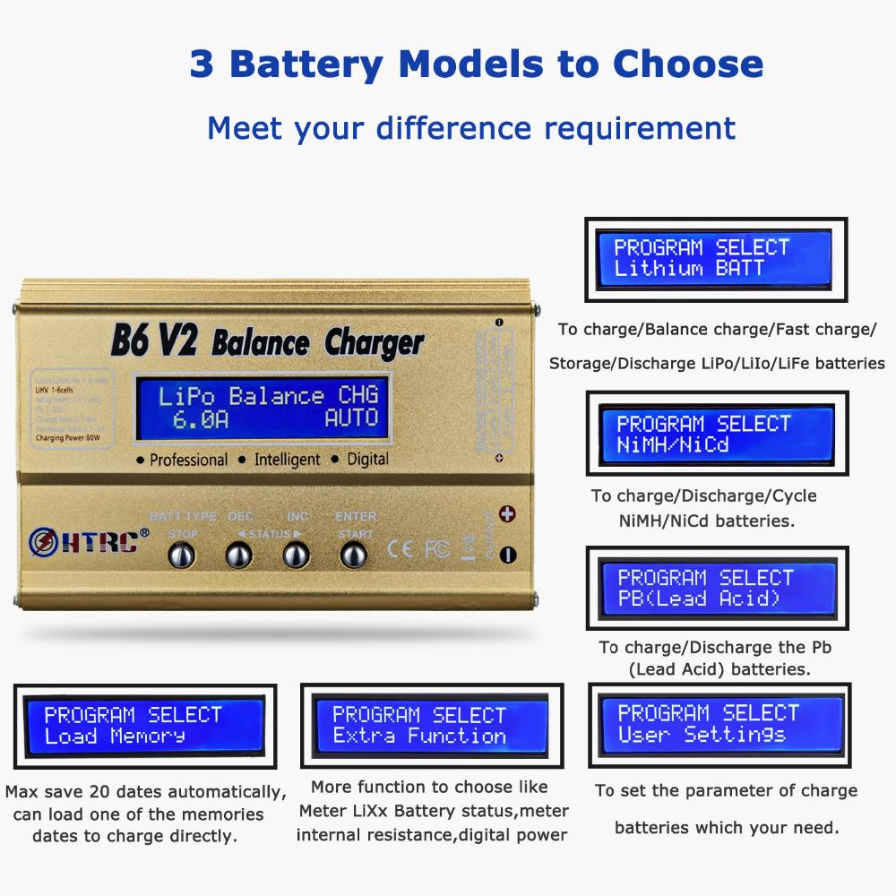 IMAX B6 V2 Balance Charger 80W Professional Digital Discharger for LiHV LiIon LiFe NiCd NiMH PB Battery RC LiPo Charger