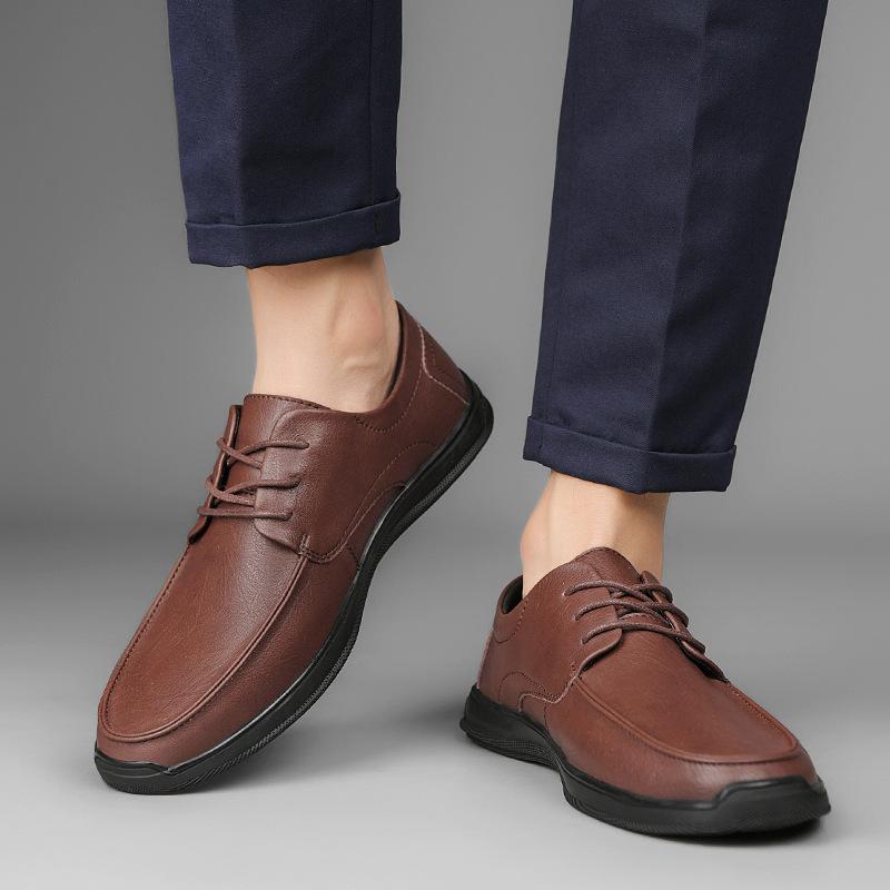 Spring New Men's Casual Leather Shoes Genuine Leather Business Men's Shoes Soft Sole Shoes Young Men Dad Shoes
