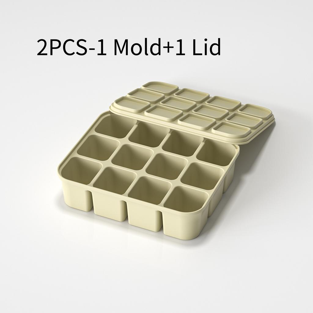 2PCS [1 Mold+1 Lid] 12 Grid Covered Ice Cube Mold, Flexible Mold, Suitable for Ice Cube Making, Ice Cream Making, Reusable
