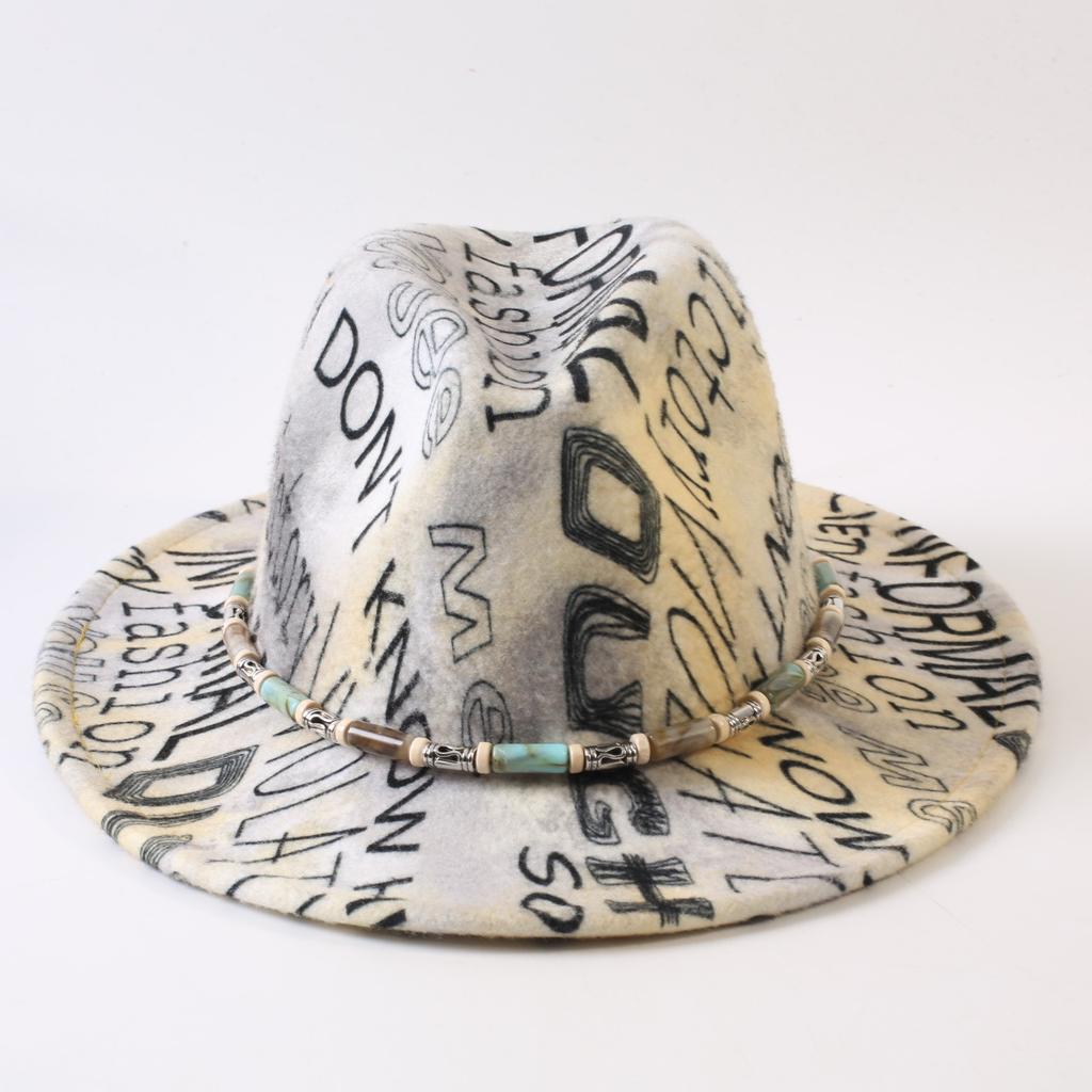 New European and American style letter printing fashion top hat men's and women's fashion jazz hat sunscreen sun hat