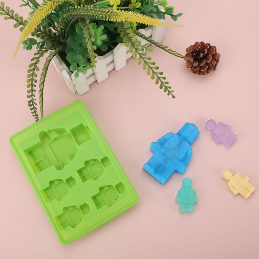 1/6PCS Robot Ice Cube Tray Silicone Mold Candy Moulds Chocolate for Kids Party and Baking Minifigure Building Block Themes