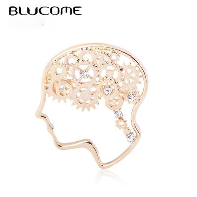 Broche de cérebro requintado pinos de esmalte mecânico homens engenheiro lapela cardigans chapéu trabalho festa atividade presentes