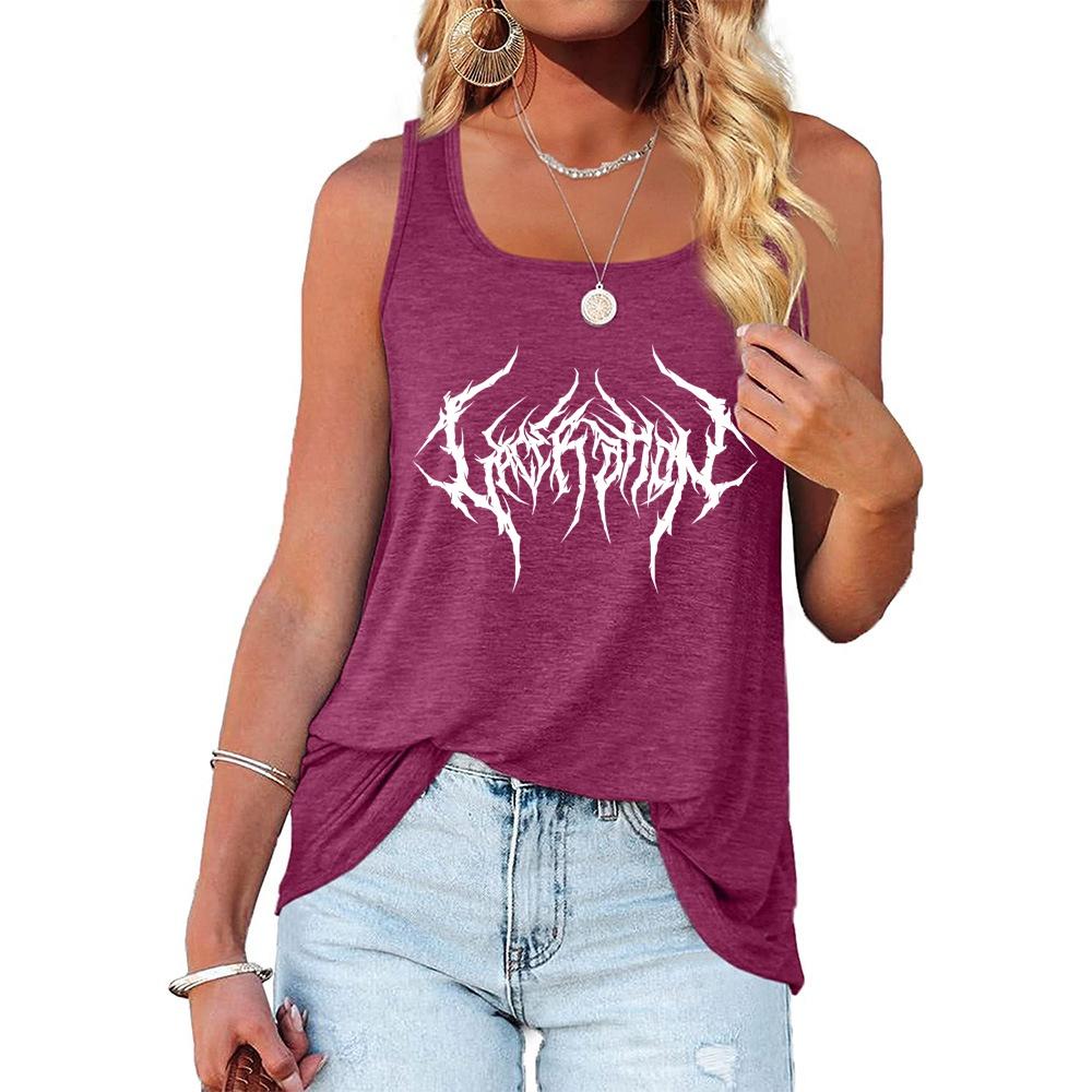 Camisa sin mangas estampada a la moda para mujer, jersey de verano con cuello redondo, Top Halter, camiseta sin mangas holgada informal para mujer
