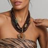 Statement Beads Necklace with Heart Pendant Multi-layer Handmade for Women Trendy Party Jewelry