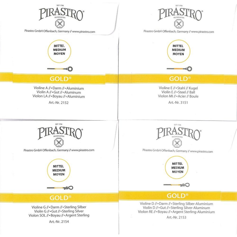 Pirastro Gold Violin Strings EADG Set E String Ball
