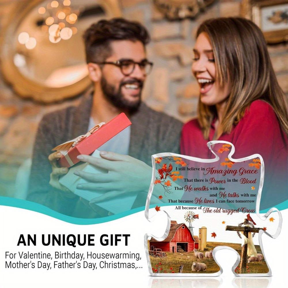 Christian gift: Prayer, religious gift for Mother's Day/Father's Day. Tabletop puzzle shape acrylic decoration.