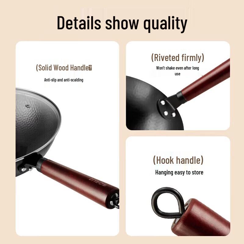 SUPOR 32cm Non-Coated Refined Iron Wok