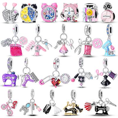 925 Silver Zircon Bead DIY Jewelry Charms Fit Bracelet Knitting Sweater Clothing Design Pendants