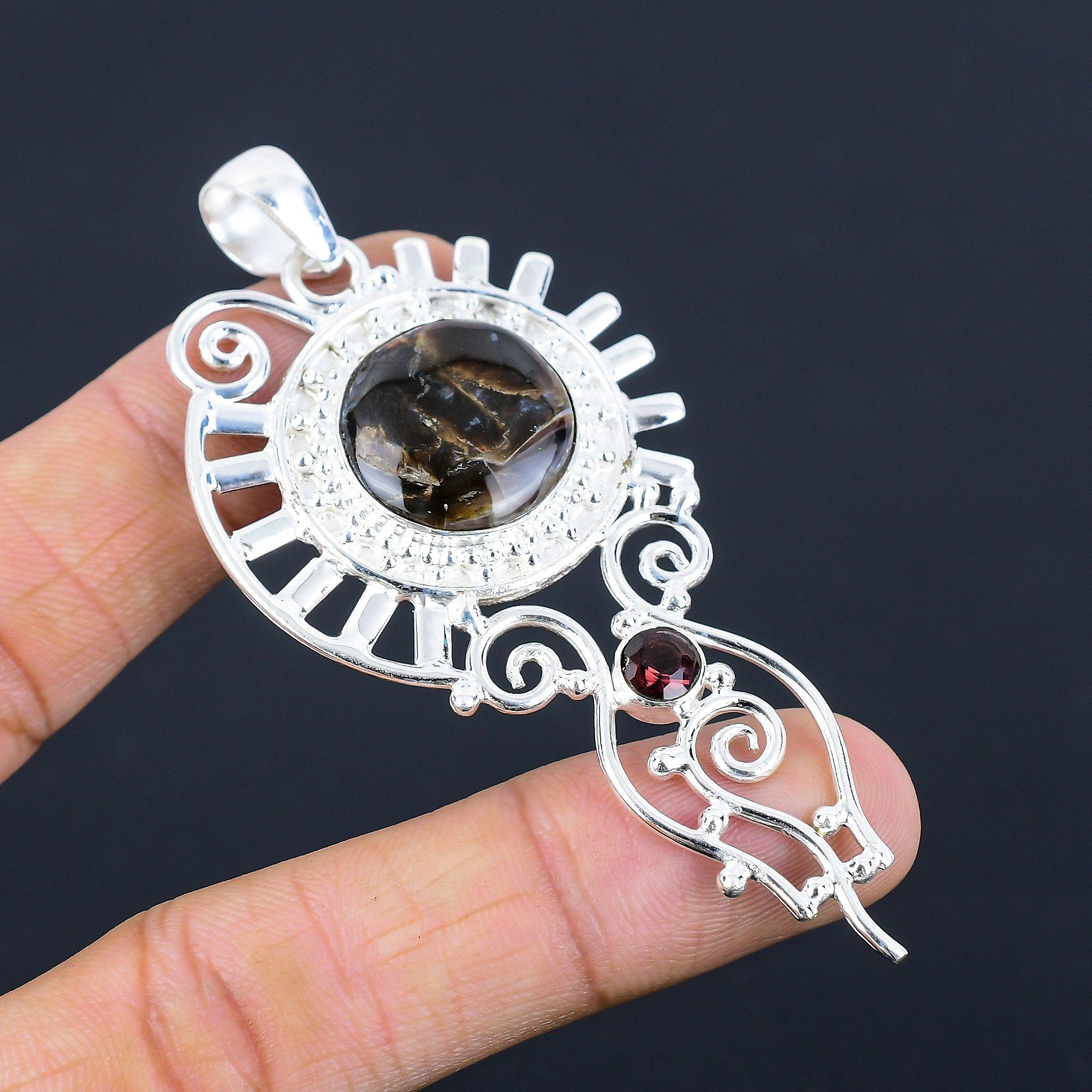 Сделка ко Дню памяти Натуральный агат-палочка Аметист Безель Подвеска Ювелирное изделие Серебро 925 пробы