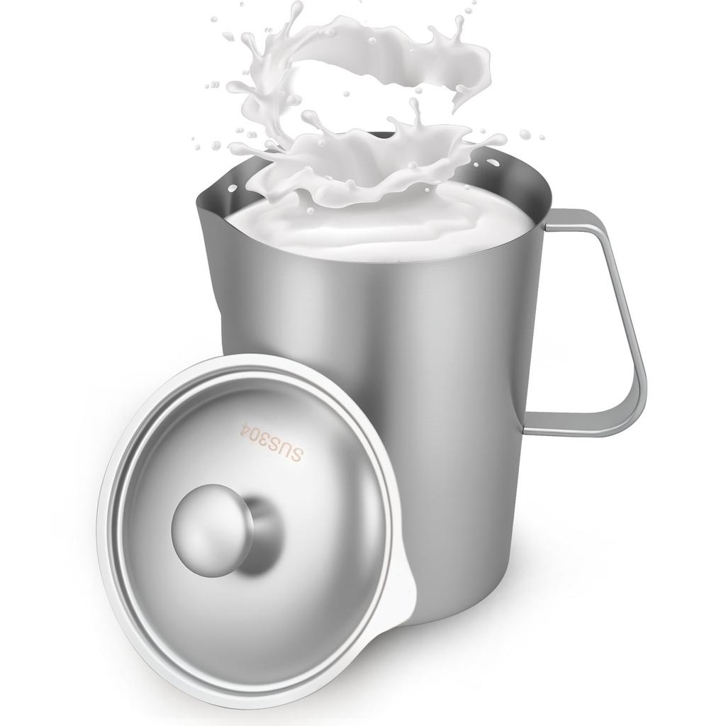 2L Stainless Steel Milk Frothing Jug Measurement Jug Milk Pot Large Mouth Graduated Beaker With Clear Marking Coffee Accessories