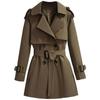 Women's Mid-Length Korean Style Trench Coat - Chic British Design