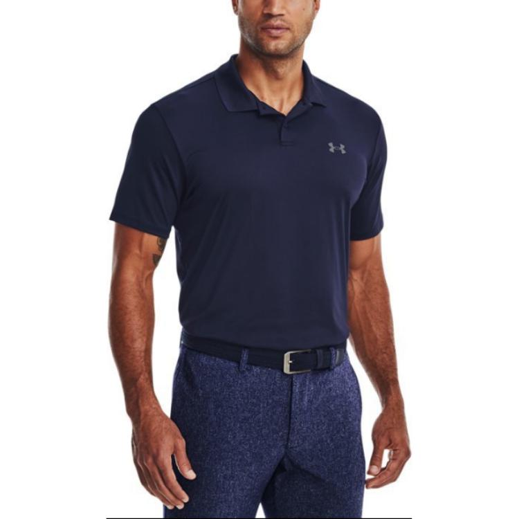 Under Armour Solid Color Golf Sports Short Sleeve Polo Shirt Men Tops Navy-Blue 1377374-410