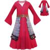 Atemberaubendes Hua Mulan Rotes Prinzessinnen-Kostüm für Kinder Halloween-Party-Outfit