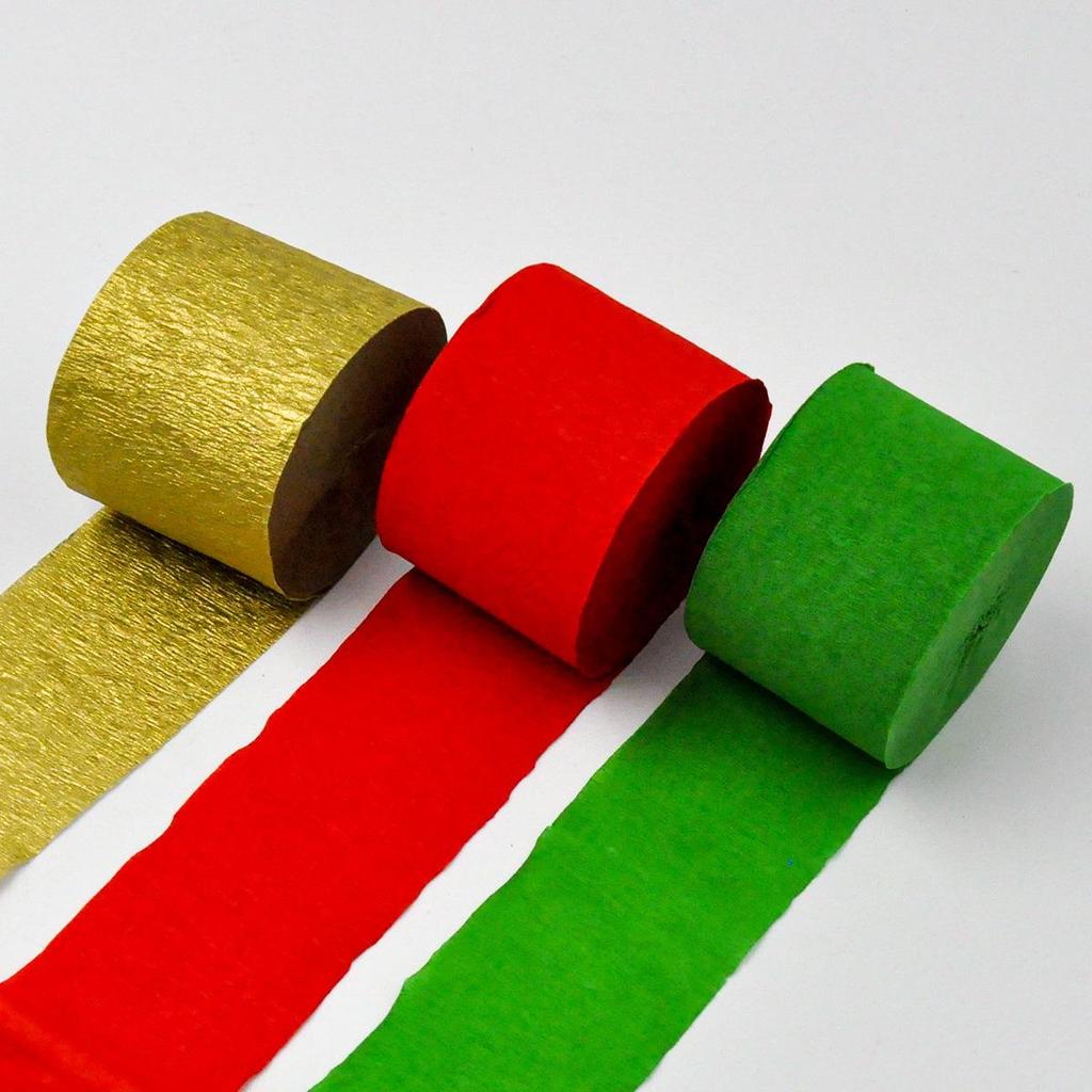 3-Pack Colored Crepe Paper Streamers for Birthday Decorations