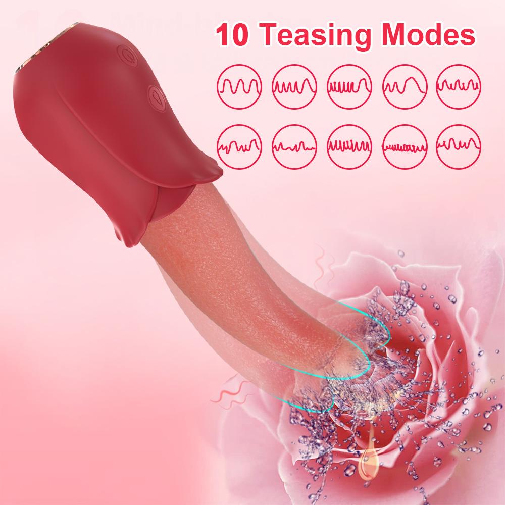 Rose-Sucking Vibrator for Women Realistic Tongue Licking Clitoral Stimulation Stimulator Vibrators Couples Sex Toys for Women