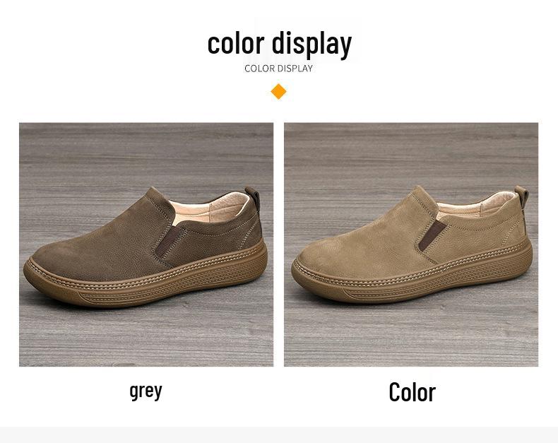 Men's Genuine Leather Casual Loafers - Versatile, Shock-Absorbing, Wear-Resistant, Soft Thick Sole Slip-ons for Driving and Business.