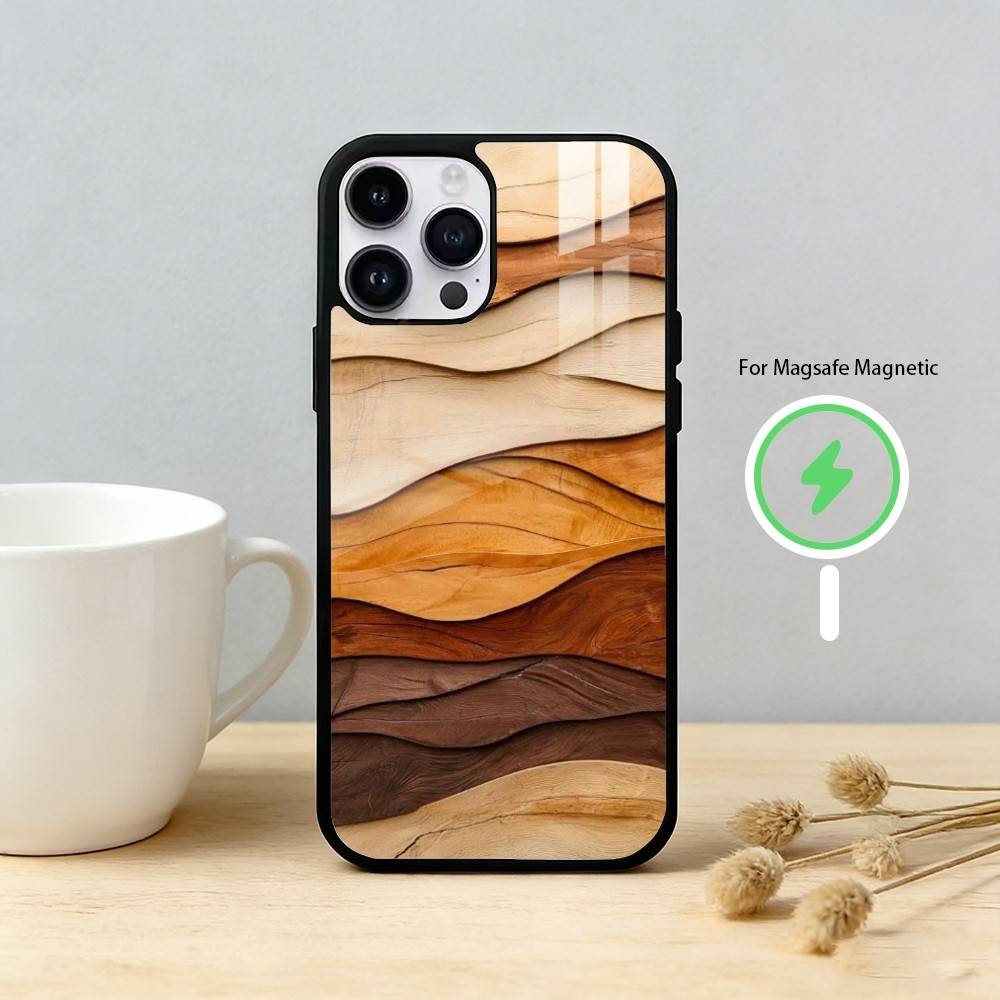 N-Natural Wood Phone Case For iPhone 17,16,15,14,13,12,Plus,Pro,Max For Magnetic Wireless Charge
