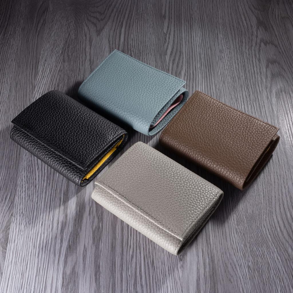 Hanatra Premium Leder Tri-Fold Mini-Geldbörse für Damen, Stilvoll und Niedlich, Faltbare Geldbörse aus Echtem Rindsleder mit Kartenfach, SA03, Icy