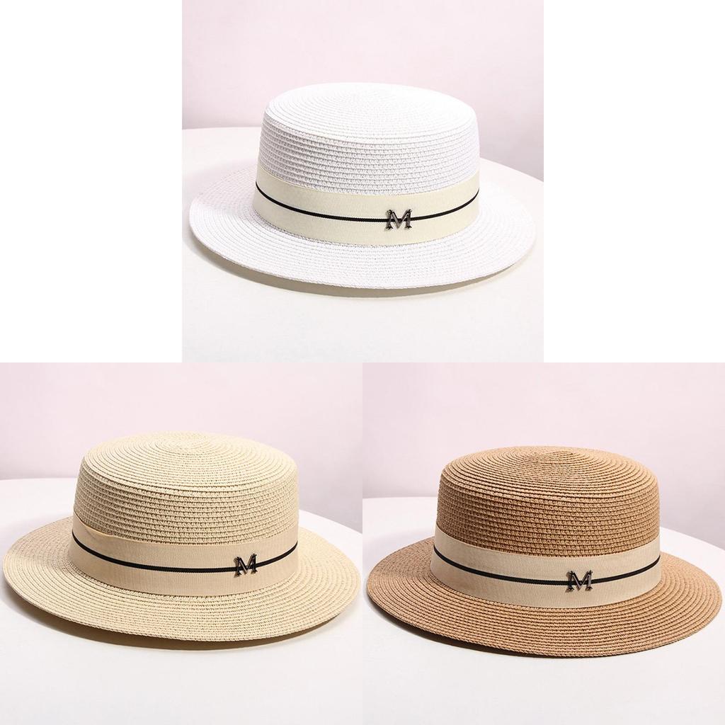 Paper Straw Wide Brim Beach Hat For Women Summer Sun Protection