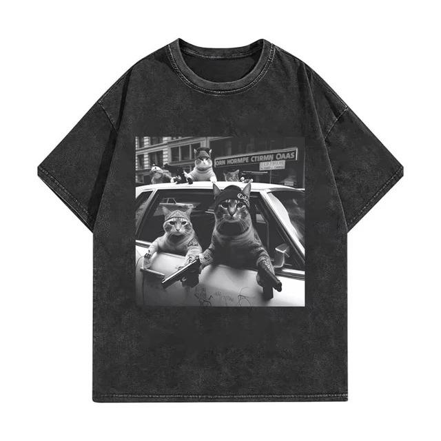 Gewaschenes Sommer Hilfs Baumwoll T-Shirt T-Shirt Vintage Mode Grafik T-Shirt Hohe Qualität Spaß Für Männer Und Frauen Terrier