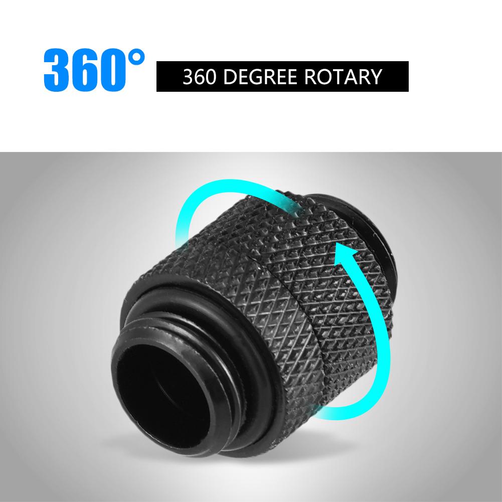 Brass G1Celsius4 Thread 360 Degree Tube Adapter for Computer Water Cooling System Black