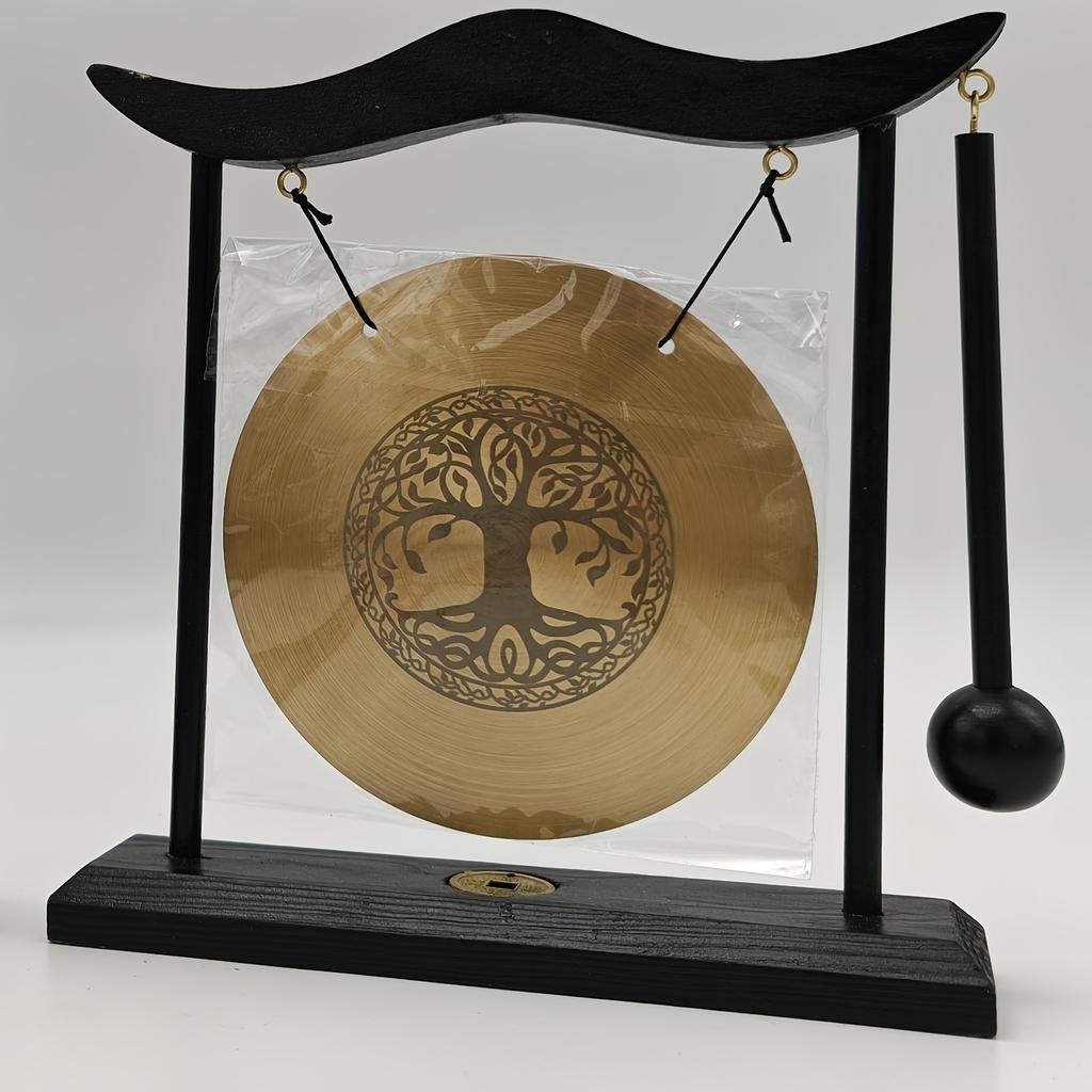 Copper Alloy Wind Chime Decor Laser Engraved Feng Shui Bagua Longevity Gong Handcrafted Home Ornament for Garden/Office