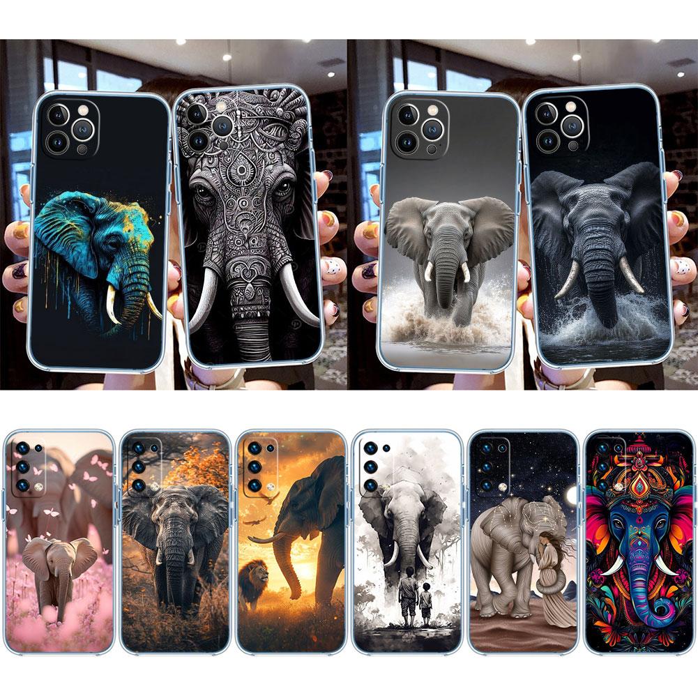 IK4 Animal Elephant Transparent Phone Case for Samsung Galaxy A04 A04S A14 A23 A34 A54 M23 M33 M52 M53