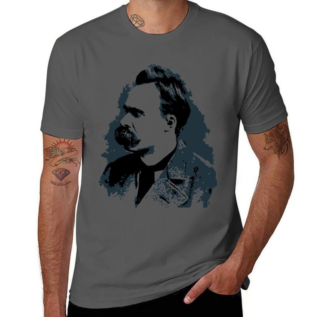 Friedrich Nietzsche Portrait Vector Drawing Tshirt Basic Lightweight Short Sleeve Tee Tshirt