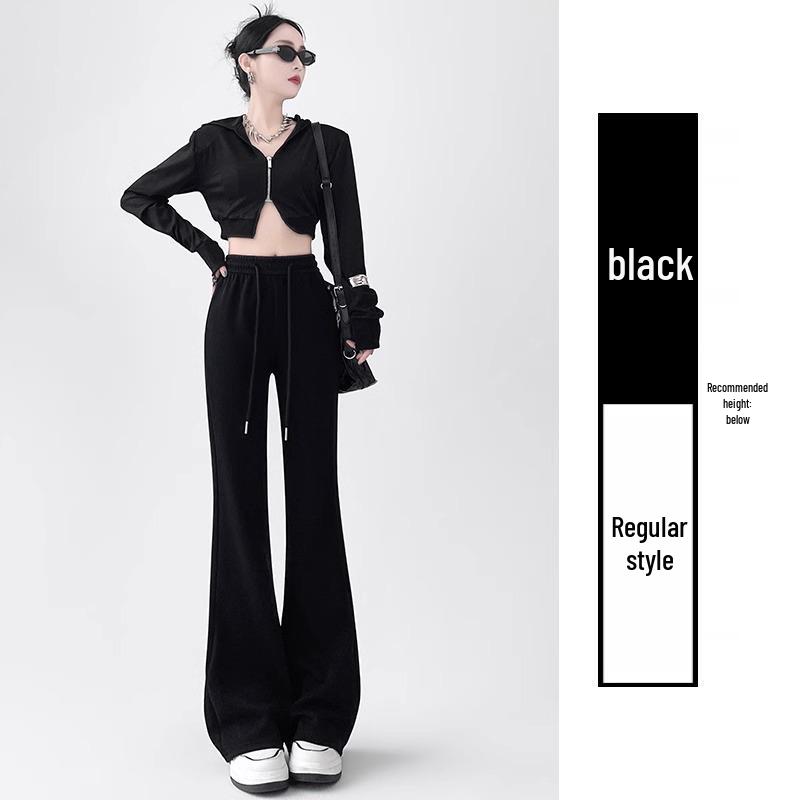 White-Gray High-Waisted Petite Micro-Flared Slimming Horseshoe Pants for Women, Spring/Autumn 2025 Collection