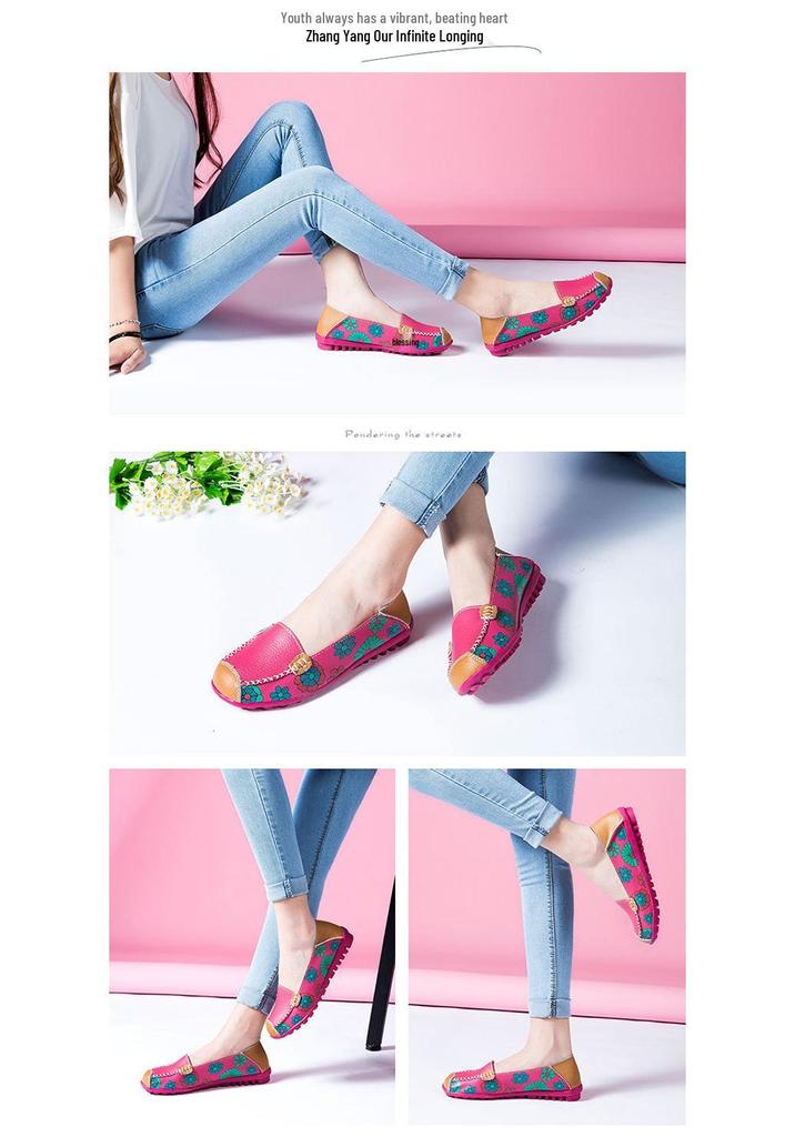 Spring/Summer Women's Slip-On Flat Moccasins: Printed Single Shoes for Mothers