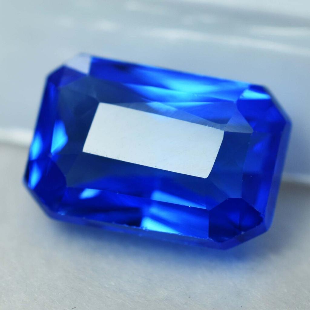 Natural Blue Sapphire Loose Gemstone 9.20 Ct Lite Sparkling Emerald Cut September Birthstone Gift