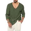 Men's V-Neck Solid Color Long Sleeve Knit Sweater - Autumn/Winter Fashion