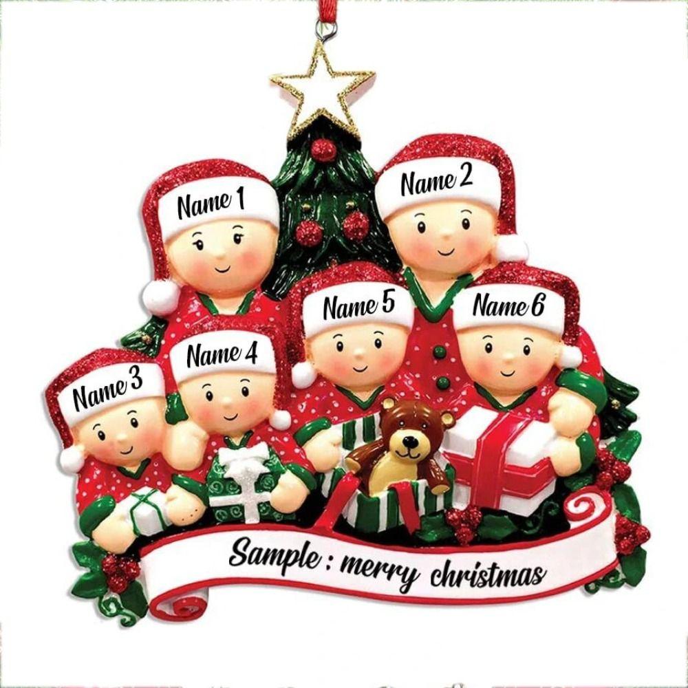 Cute Christmas Family Ornament DIY Christmas Tree Hanging Ornament Snowman Flat Pendant New Year