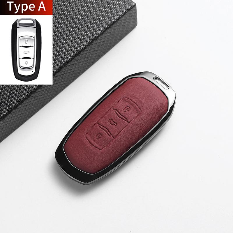 For Geely Emgrand 7 GX3 Atlas GS NL3 Gili Emgrand 7 EX7 GT GC9 Leather Metal Car Key Case Cover Key Protection Shell Accessories