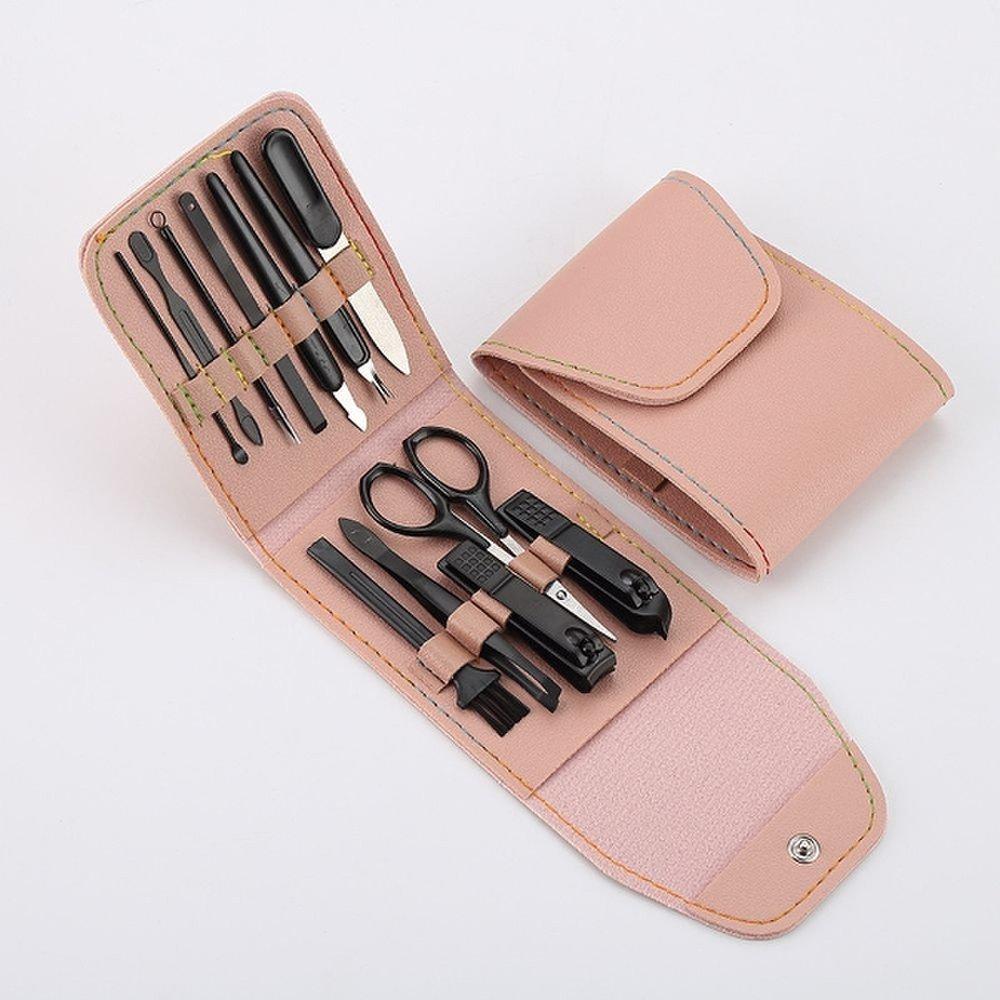 

Nail Clipper Self Nail Care File Organizer Tool Set Pink