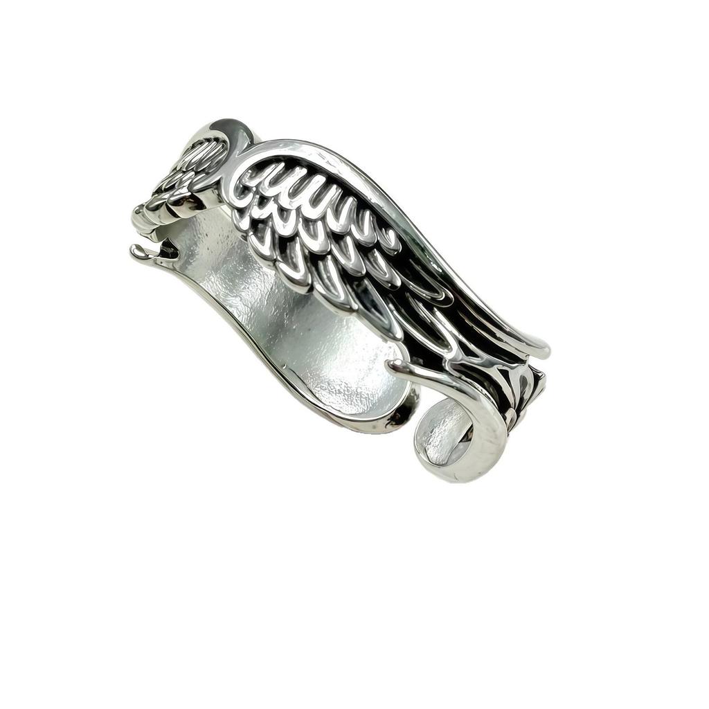 Trendy Unisex Angel Wings Feather Ring - European & American Retro Design