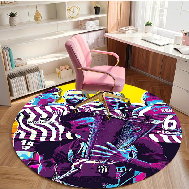 Football Club Print Round Rug, Washable Floor Carpet, For Entryway Dorm Laundry Room Office Study, Home Decor Birthday Christmas Gift