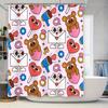 Love Letter Shower Curtain Cute Cartoon Print with Envelopes, Hearts Bears In Pastel Colors Perfect for Bathroom Decor