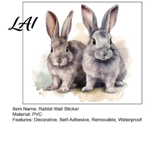 Easy Installation Wall Mural for Novices Cartoon Rabbit Sticker Kids Room Waterproof PVC Bunny Decal Peel And Stick Decor Art Nursery Bedroom Living