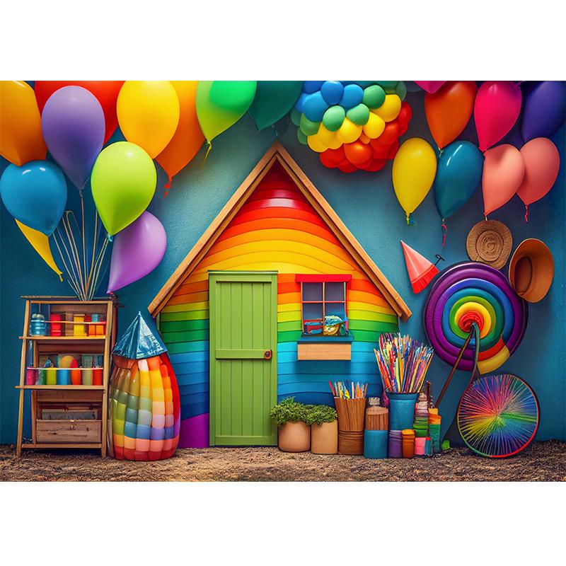 Bonvvie Photography Background Colorful Balloon Baby 1st Birthday Party Decoration Banner Photobooth Backdrop for Photo Studio4