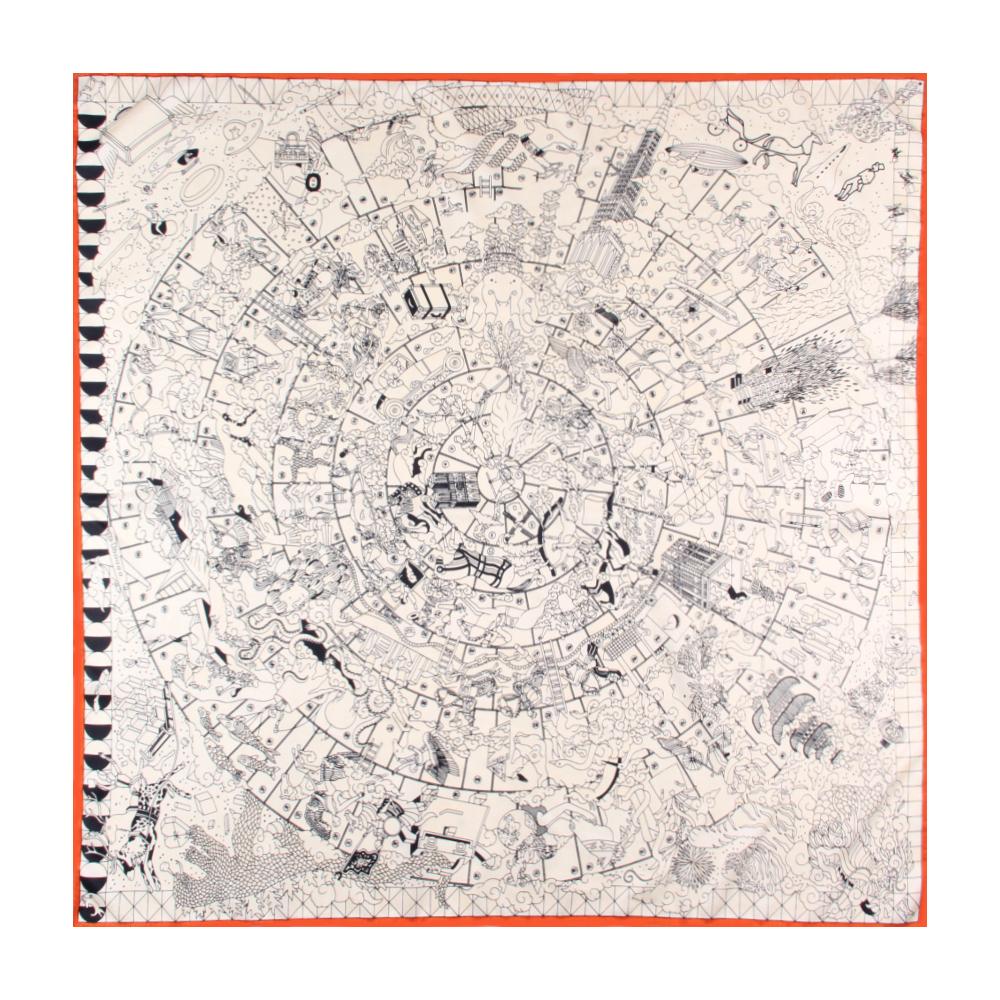 Manual Hand Rolled Twill Silk Scarf Women Hopi Print Square Scarves Wraps Echarpes Curled Foulard Femme Bandana Hijabs 90CM