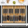 VaeFae Bamboo Knife Drawer Knife Drawer Organizer Kitchen Drawer Knife Block for 12 Plus Slot for Knife Sharpener Organizer, Insert, Knives, (No